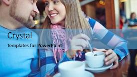  Presentation with romantic - Audience pleasing presentation design consisting of couple looking at one another backdrop and a light blue colored foreground