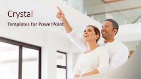  Presentation with house - Cool new theme with couple looking at their new backdrop and a lemonade colored foreground