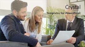  Presentation with real estate lending - Slide deck having couple looking over buyers agreement background and a soft green colored foreground