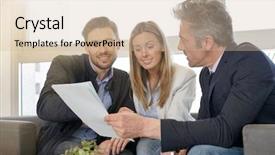  Presentation with real estate - Cool new theme with couple looking over buyers agreement backdrop and a soft green colored foreground