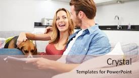  Presentation with home documents - Theme consisting of couple looking through personal finances background and a  colored foreground