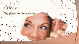  Presentation with hearts - Amazing presentation theme having couple looking through torn paper against red love hearts backdrop and a cream colored foreground