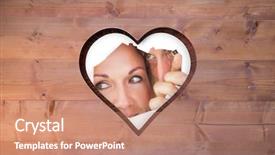  Presentation with torn paper - Presentation theme with couple looking through torn paper against heart in wood background and a coral colored foreground