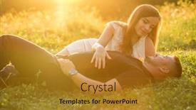  Presentation with health balance - Audience pleasing theme consisting of couple-lovers-hugging-and-kissing backdrop and a gold colored foreground