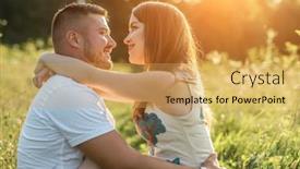  Presentation with youth - PPT layouts enhanced with couple-lovers-hugging-and-kissing background and a yellow colored foreground