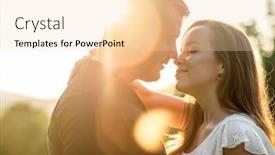  Presentation with youth - Presentation theme consisting of couple-lovers-hugging-and-kissing background and a lemonade colored foreground