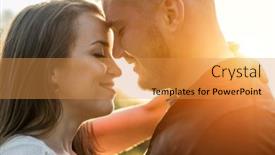  Presentation with park - Presentation theme enhanced with couple-lovers-hugging-and-kissing background and a gold colored foreground