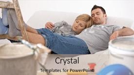  Presentation with hard work - Amazing presentation theme having home renovation - couple lying together after painting backdrop and a mint green colored foreground