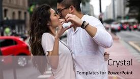  Presentation with hands the shape of a heart - Colorful theme enhanced with couple making a heart shape backdrop and a soft green colored foreground