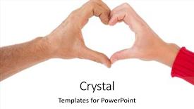  Presentation with hands heart - PPT theme having couple making heart shape background and a white colored foreground