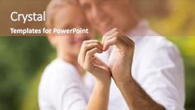  Presentation with hands heart - Amazing slide set having couple making heart with hands backdrop and a coral colored foreground