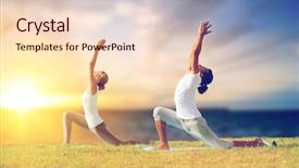  Presentation with fitness - Audience pleasing PPT layouts consisting of couple making yoga low lung backdrop and a lemonade colored foreground