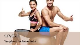  Presentation with exercises - Colorful theme enhanced with couple man and woman fitness backdrop and a coral colored foreground