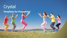  Presentation with man joined woman - Presentation theme having couple man and woman practice background and a ocean colored foreground