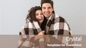  Presentation with man and woman - PPT layouts consisting of couple man and woman wrapped background and a coral colored foreground
