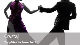  Presentation with couple dance - Colorful presentation theme enhanced with couple man woman ballroom dance backdrop and a gray colored foreground