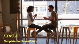  Presentation with data meeting education - Presentation consisting of couple meeting for date background and a tawny brown colored foreground