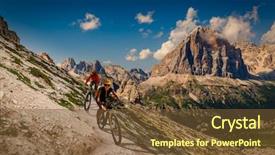  Presentation with mountain bike - Beautiful PPT layouts featuring couple mountain bike rider backdrop and a tawny brown colored foreground