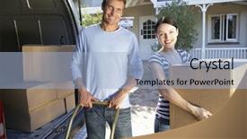  Presentation with truck - Theme enhanced with couple moving house background and a light blue colored foreground