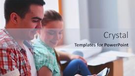  Presentation with moving - Slide deck having couple-moving-in-house-sitting background and a light blue colored foreground