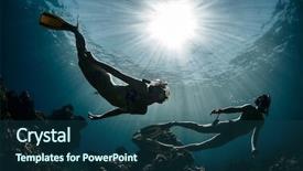  Presentation with coral reef - PPT theme featuring couple moving on depth background and a ocean colored foreground