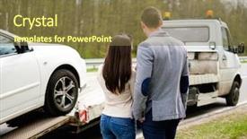  Presentation with tow truck - Cool new PPT theme with couple near tow-truck picking backdrop and a tawny brown colored foreground