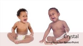  Presentation with african children - Amazing slide deck having couple of african children crying backdrop and a coral colored foreground