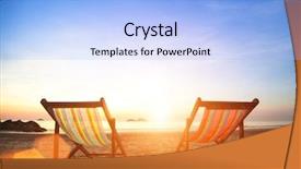 Presentation with coast - Presentation theme consisting of couple of beach chairs background and a light blue colored foreground