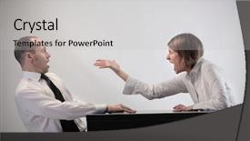  Presentation with people - Presentation theme consisting of couple of business people quarreling background and a light gray colored foreground