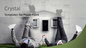  Presentation with relaxing - Cool new presentation theme with couple-of-businessmen-relaxing backdrop and a light gray colored foreground