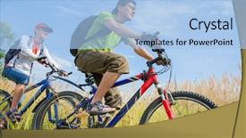  Presentation with bicycles - Beautiful presentation featuring couple of cyclists riding bicycles backdrop and a light blue colored foreground