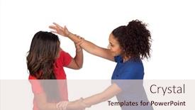  Presentation with fight - Amazing presentation design having couple of friends playing to fight isolated on white background backdrop and a lemonade colored foreground