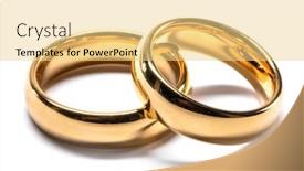  Presentation with white gold wedding - Colorful slide set enhanced with couple-of-gold-wedding-rings backdrop and a blonde colored foreground
