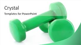  Presentation with white and green generic - Beautiful theme featuring couple of green dumbbells isolated backdrop and a  colored foreground
