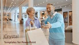  Presentation with seniors - Presentation design consisting of couple-of-happy-seniors and a mint green colored foreground