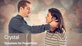  Presentation with relationship - Cool new presentation theme with couple of happy sweethearts in affectionate relationship backdrop and a coral colored foreground