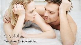  Presentation with lovers - Colorful presentation theme enhanced with couple of lovers are lying in bed health beauty underwear pyjamas backdrop and a lemonade colored foreground