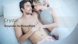  Presentation with lovers - Beautiful PPT theme featuring couple of lovers are lying in bed health beauty underwear pyjamas backdrop and a light gray colored foreground