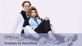  Presentation with teenagers - Audience pleasing PPT theme consisting of couple-of-modern-teenagers backdrop and a light blue colored foreground