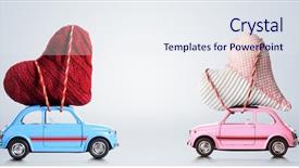  Presentation with cars - Colorful PPT theme enhanced with couple of retro toy cars backdrop and a sky blue colored foreground