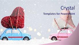  Presentation with cars - Colorful PPT theme enhanced with couple of retro toy cars backdrop and a sky blue colored foreground