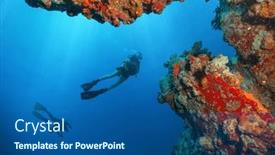  Presentation with coral reef - Slide set enhanced with couple-of-scuba-divers-exploring background and a ocean colored foreground