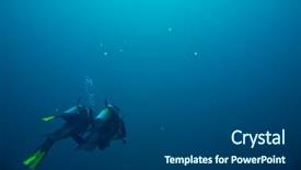  Presentation with divers - Colorful PPT theme enhanced with couple of scuba divers set backdrop and a dark gray colored foreground