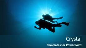  Presentation with divers - Presentation theme consisting of couple of scuba divers underwater background and a ocean colored foreground