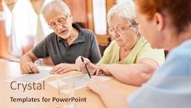  Presentation with geriatric - Presentation theme having couple-of-seniors-and-geriatric background and a lemonade colored foreground