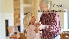  Presentation with nursing - PPT theme featuring couple-of-seniors-dancing-happily background and a coral colored foreground