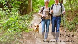  Presentation with seniors - Colorful PPT theme enhanced with couple-of-seniors-hiking backdrop and a coral colored foreground