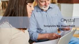  Presentation with investments - Slide set consisting of couple-of-seniors-plan-together background and a light blue colored foreground