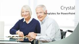  Presentation with board game - Presentation featuring couple-of-seniors-playing-together background and a white colored foreground