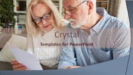  Presentation with health-care - Theme featuring couple-of-seniors-reading background and a coral colored foreground